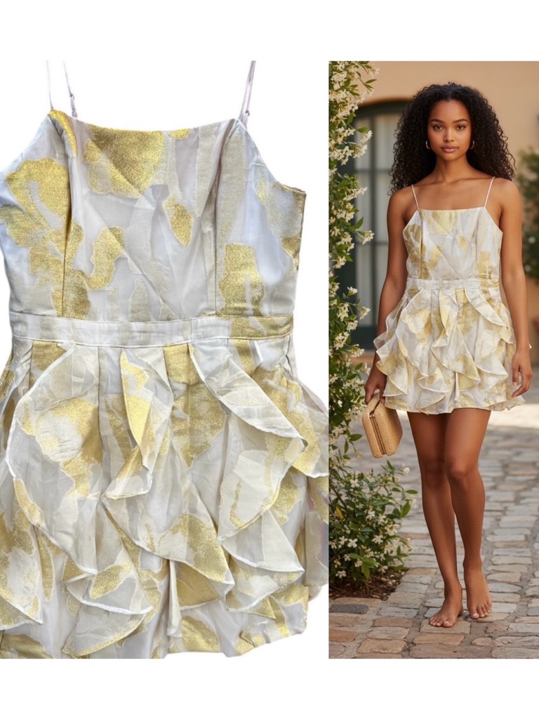 Willa Story Lauren Gold Mini Dress Size Large New With Partial Tag
